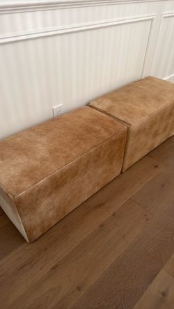 Cowhide Upholstered Bench Set of Two