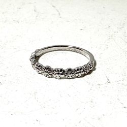 Pura Vida Silver Floral Stacking Ring Size 6