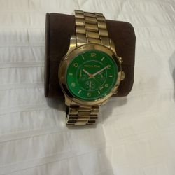 Michael Kors MK8407 Runway Flash Lens Gold Watch Green Flash Like New