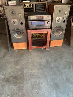 Vintage Floor Standing Speakers Pair with Stereo System