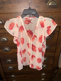 Sheer Floral Ruffle Sleeve Blouse