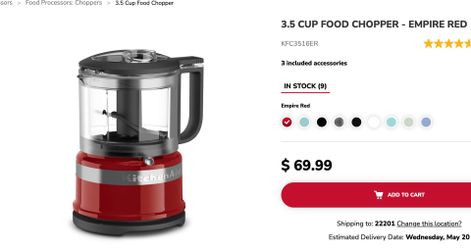 KitchenAid 3.5 cup food processor - SELF PICK UP ONLY