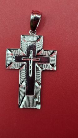 ✝️ Sterling Silver Cross Pendant • Rhodium Plated • Large 8mm Bail ✝️