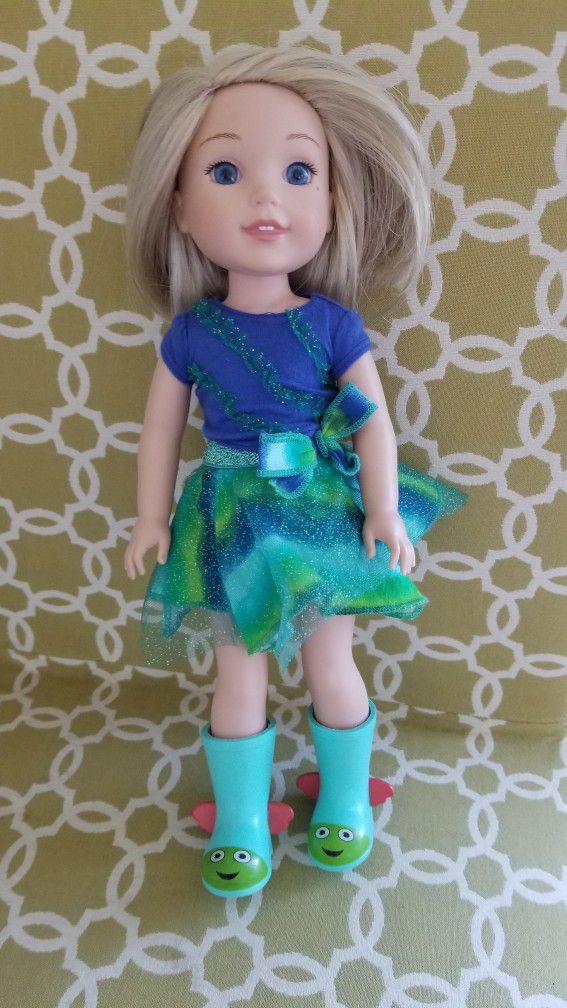American Girl Wellie Wishers Camille Doll Blond Hair Blue Eyes $30