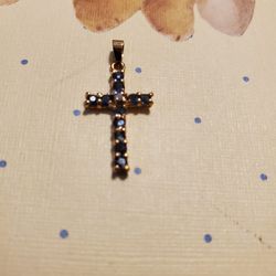 Sapphire Child's Cross For Necklace