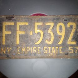 1957 NY Empire State License Plate 