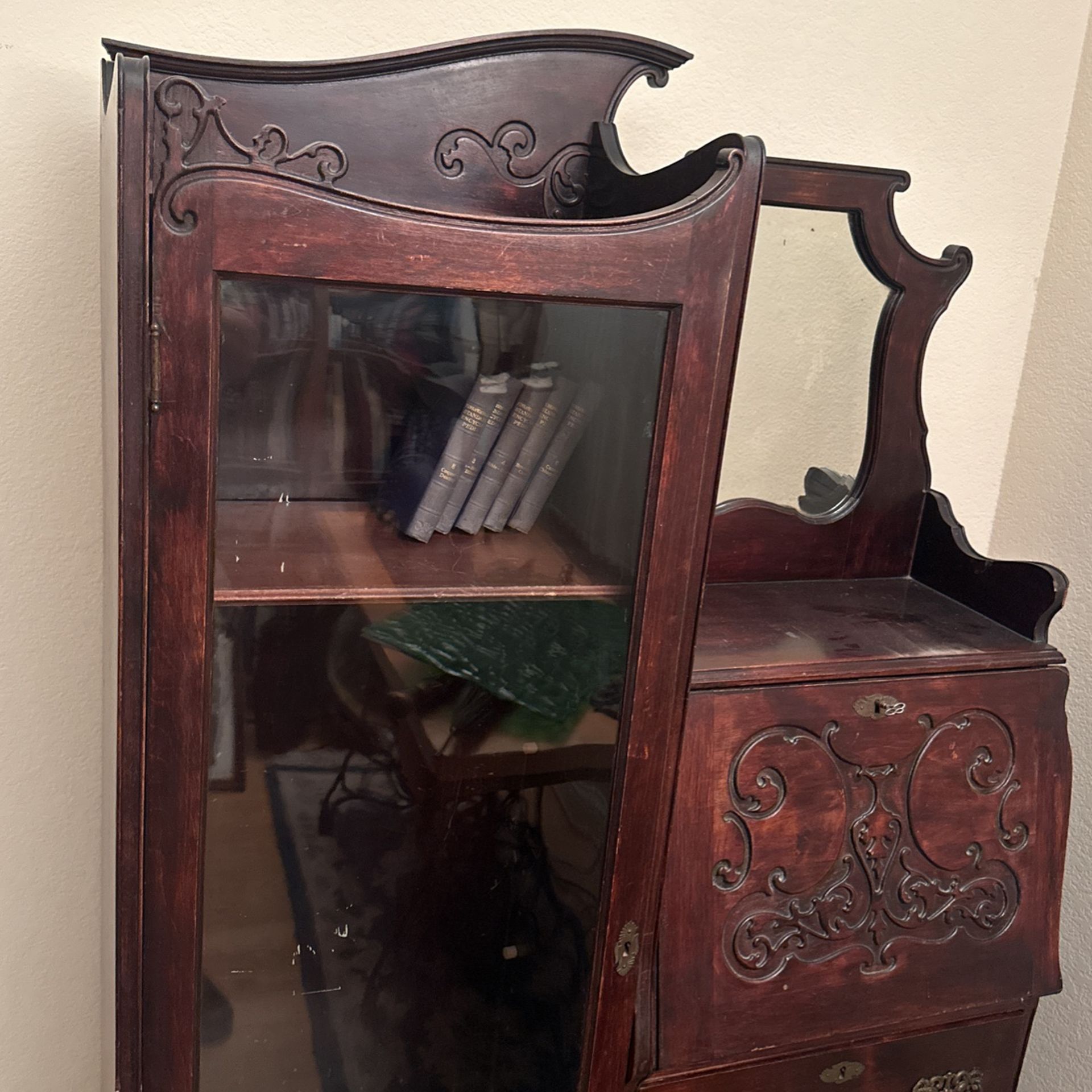 Victorian Side-by-side Secretary Bookcase Original Glass