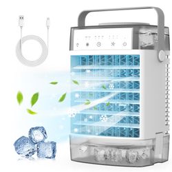 Portable Air Conditioners, 4-IN-1 Portable AC Unit No Remote, 1600ml Dual Tank Evaporative Air Cooler, 7 Color Lights Personal Mini Air Conditioner Po