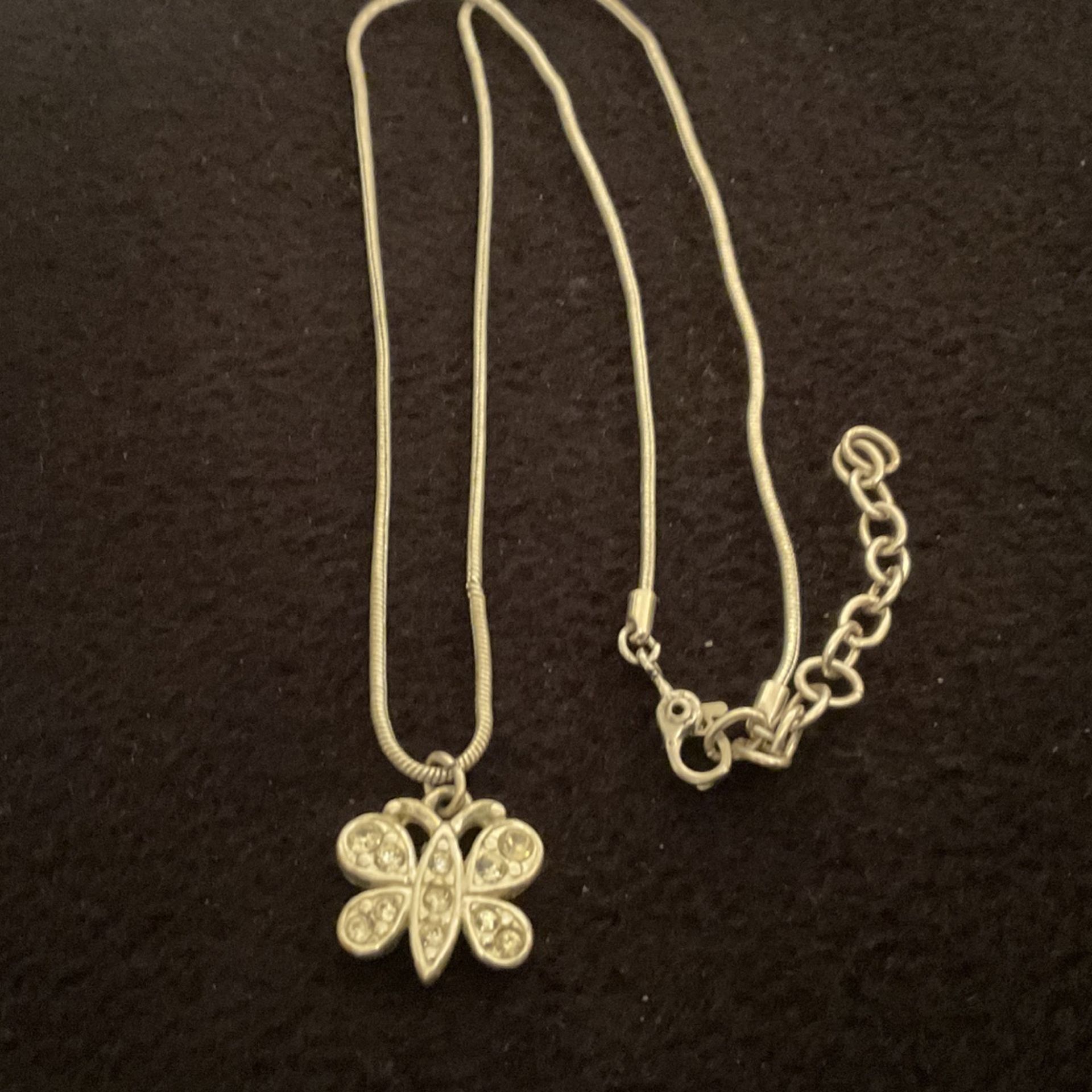 16-18” SilverTone Necklace With Butterfly Pendant,by Monet/PALE NIED