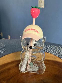 2026 Starbucks Bearista Bear Cup Strawberry Pink Baseball Hat 100% AUTHENTIC!
