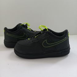 Nike Air Force 1 Toddler Shoes 8C Black/Neon Green