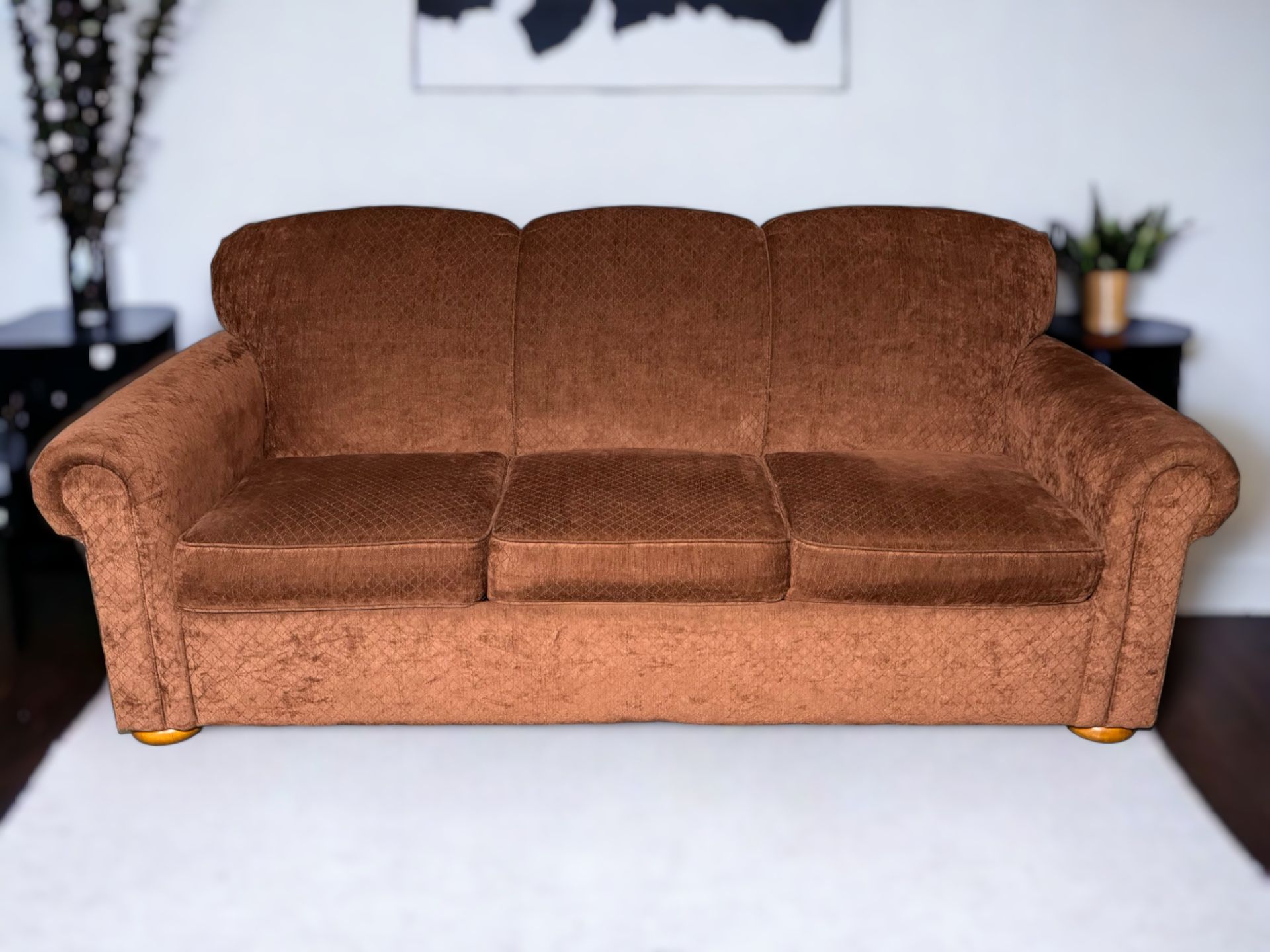 Flexsteel Brown/Copper Fabric 3-Seat Hide-a-Bed Sleeper Couch
