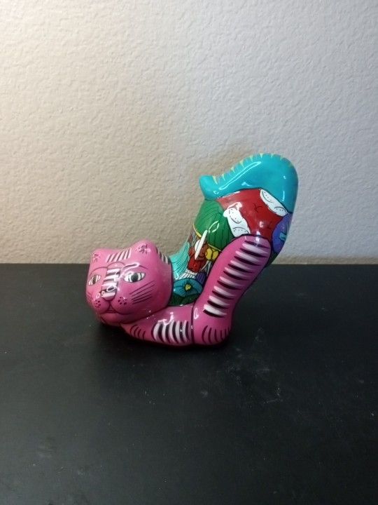 GORGEOUS Talavera Mexican Folk Art 6" Whimsical Cat Figurine,All Products : American Fashion Style Bags On Sale