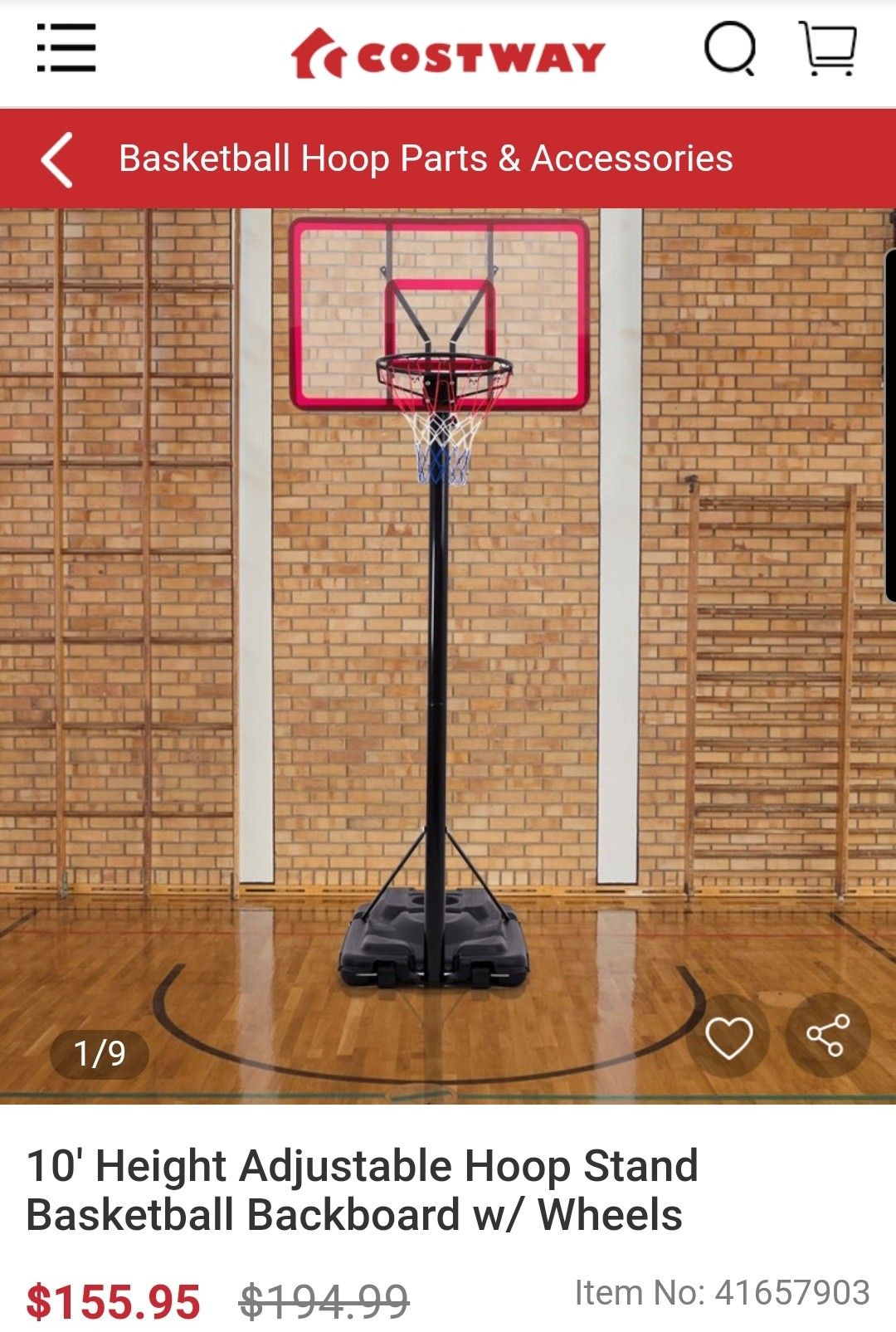 10' Adjustable hoop stand basketball Backboard