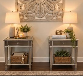 Pier 1  Wood/mirror Side Tables