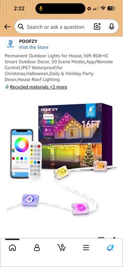 Poofzy 16ft RGB+IC Permanent Outdoor LED Lights