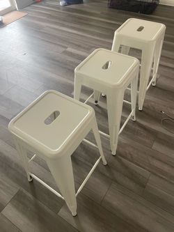 White Metal Bar Stools