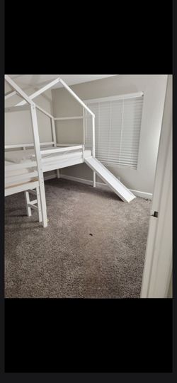 Double full size loft bed with slide