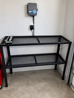 Black Steel Mesh 2-Shelf Workbench