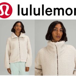 Lululemon Cinchable Sherpa Fleece Zip-Up in white opal size M