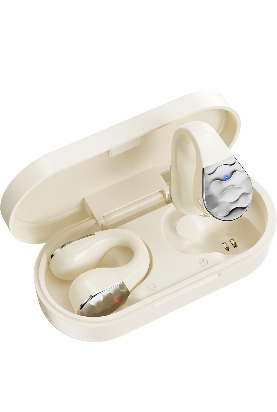 aigo Wireless Earphones Bluetooth Earbuds, Open Ear Clip Headphones for iPhone/Android/Computer, Sport Ear Buds Built-in Mic, Noise Canceling, Waterpr