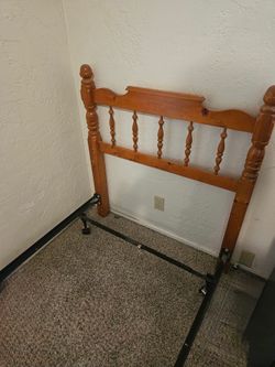 Twin wood headboard with metal frame
