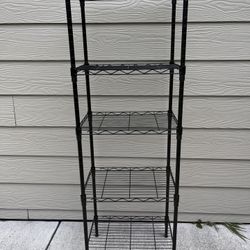 Black 5 Tier Standing Metal Units Wire Shelf 50H x 16.5W x 11.5D
