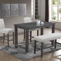  4 PIECE PUB DINING ROOM SET/ Includes: Pub Table , 2 Pub Chairs and bench 