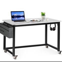 White Computer Desk W/ Wheels