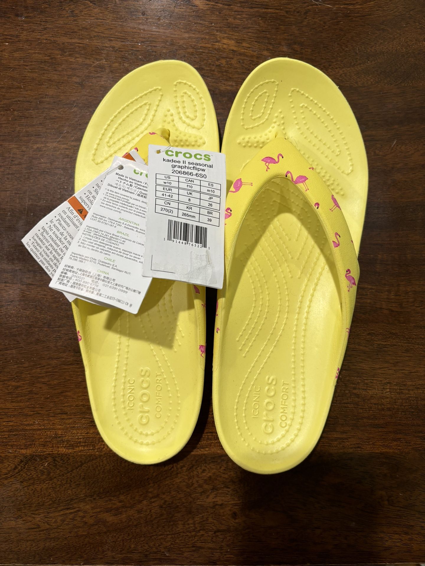 NEW Bright Yellow & Pink Flamingo Crocs! Sz 10