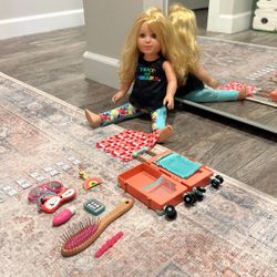 18” American Doll &My Life As 18" Doll World Traveler Suitcase 