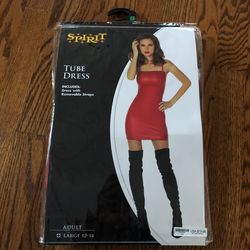Spirit Halloween Tube Dress New In Package Size Large Red 