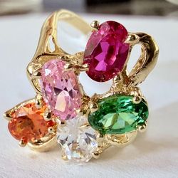 14K Gold & Multicolored CZ Ring