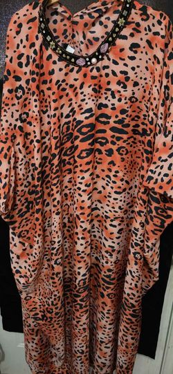 Orange/ Black Leopard print Kaftan