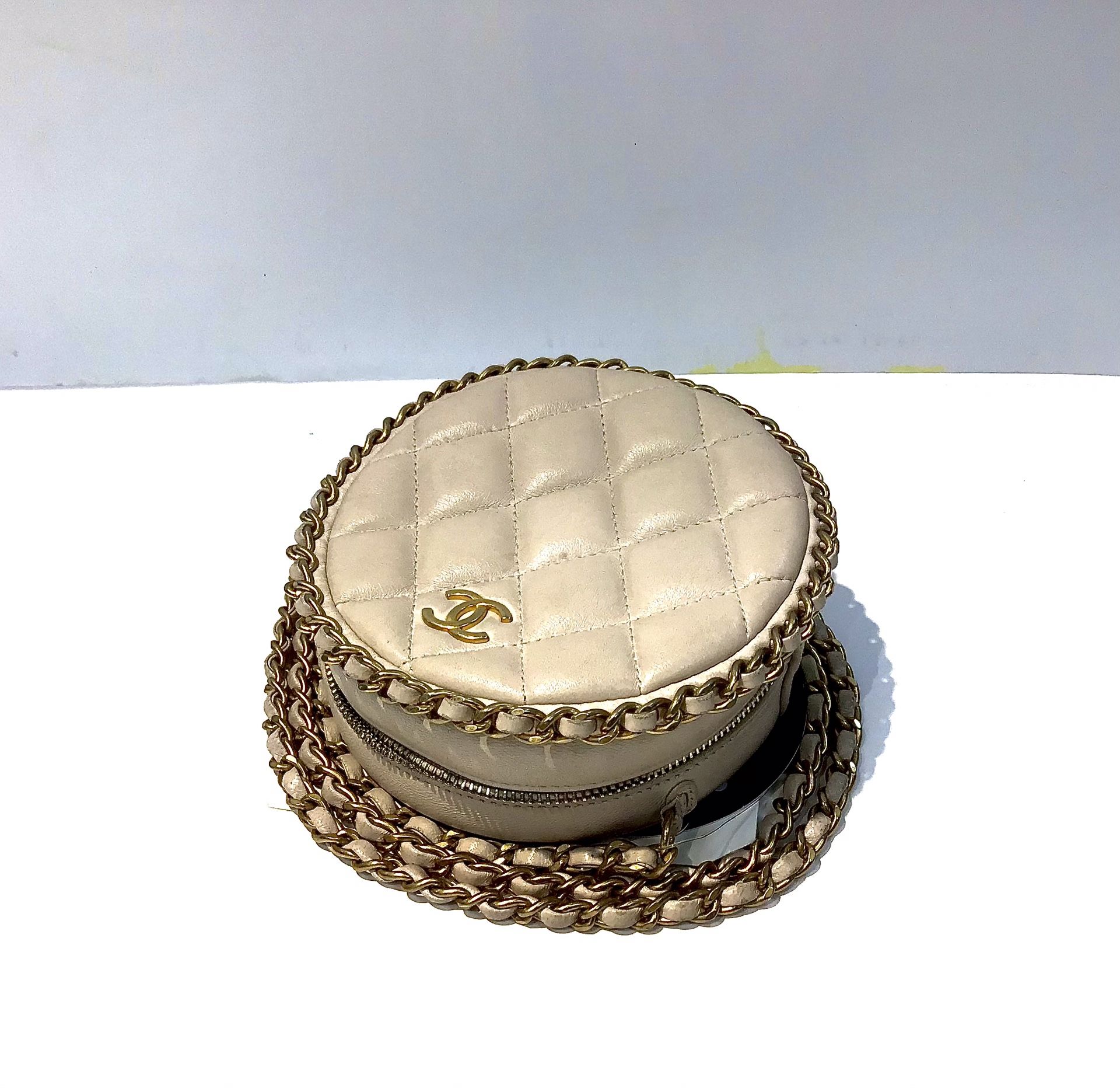 Chanel Quilted Round Clutch Bag