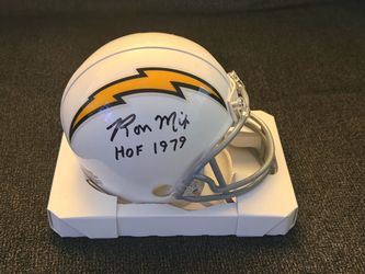 Ron Mix signed autographed Chargers mini Football helmet