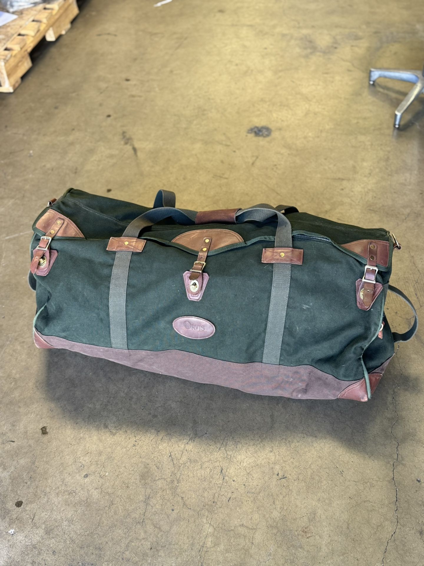 Vintage Orvis Canvas & Leather Duffle Bag – Large Travel Weekender