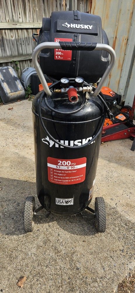 Husky 27 Gal. 200 PSI Oil Free Portable Vertical Electric Air Compressor