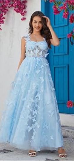 Hermoso Vestido Mariposa Azul Nuevo