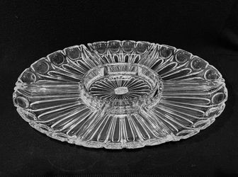 Vintage 1950’s Crystal Appetizers Serving Tray 7 Segments Made in West Germany