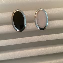 Sterling Silver Black Onyx or Mother of Pearl Statement Rings Size 7-8
