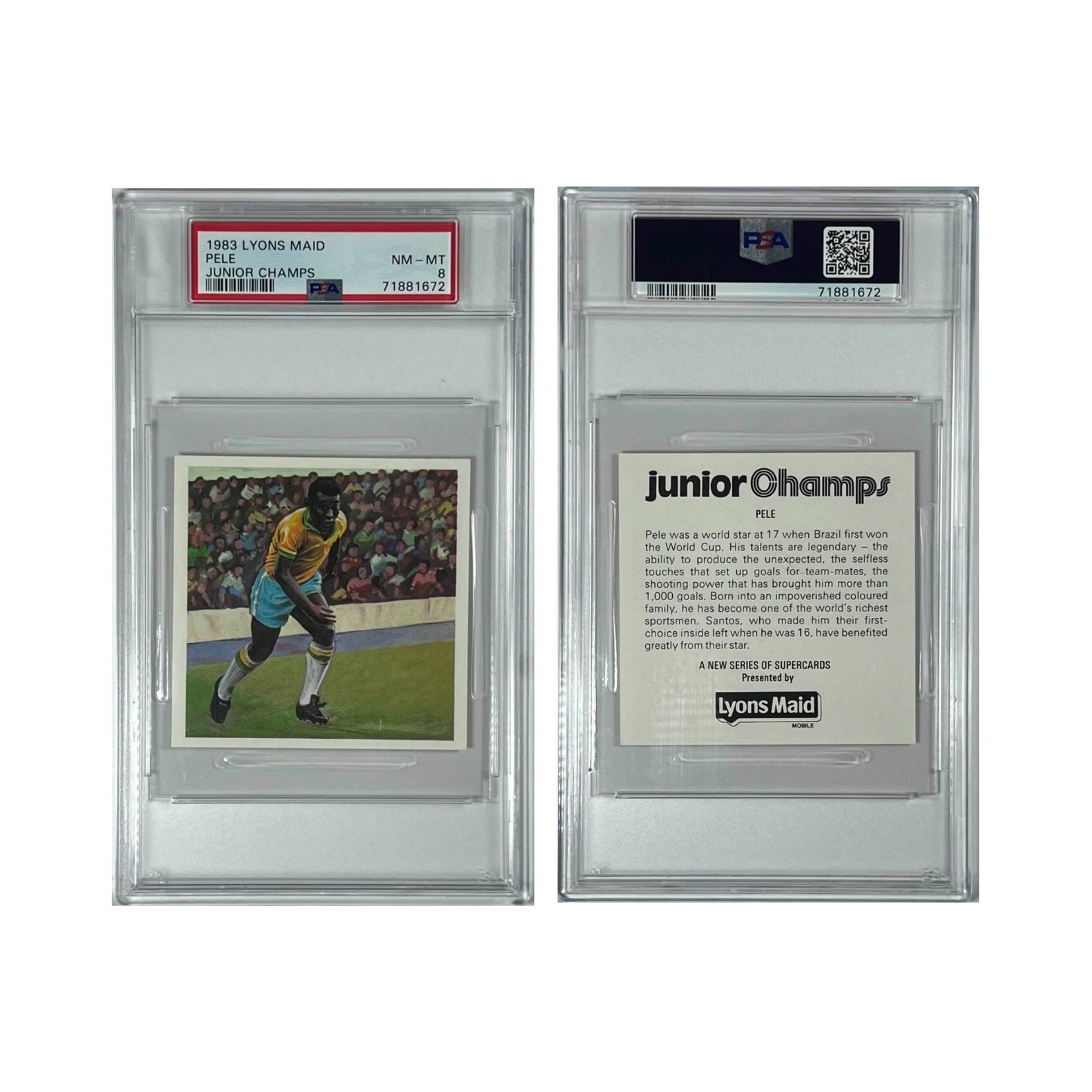 Pele (HOF) 1983 Lyons Maid Junior Champs PSA 8 (NM-MT) Soccer Card
