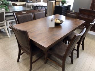 Solid Wood Brown Six Piece Dining Set - Timber Ridge