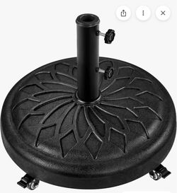 Heavy Duty Round Umbrella Base With 4 Lockable Rolling Wheels  50 pounds