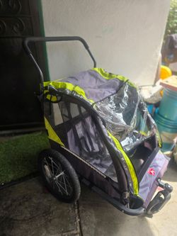 Allen Sports Deluxe 2-Child Bicycle Trailer & Stroller, Model AS2, Green good conditions