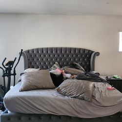 Grey Velvet Bedroom Furniture Set