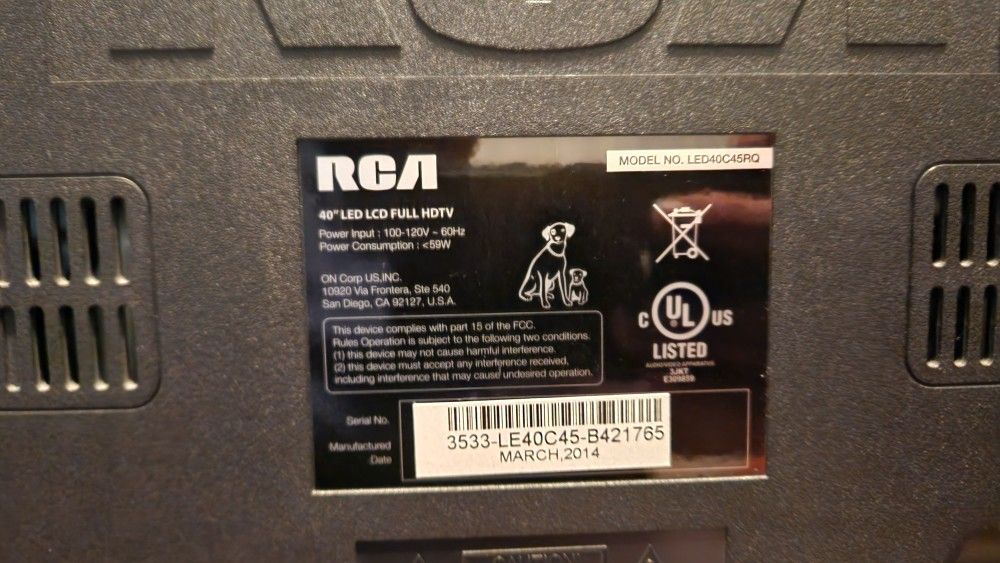 RCA 40in LED TV