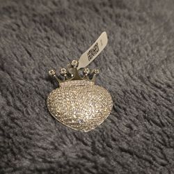 925 STERLING SILVER HEART WITH CROWN PENDANT 