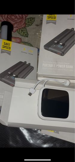 Portable Power Bank with Built-In Dual Cable