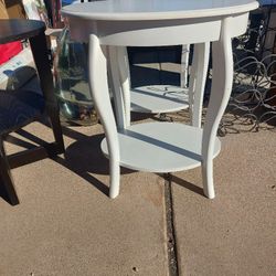 Two White Round Side Tables